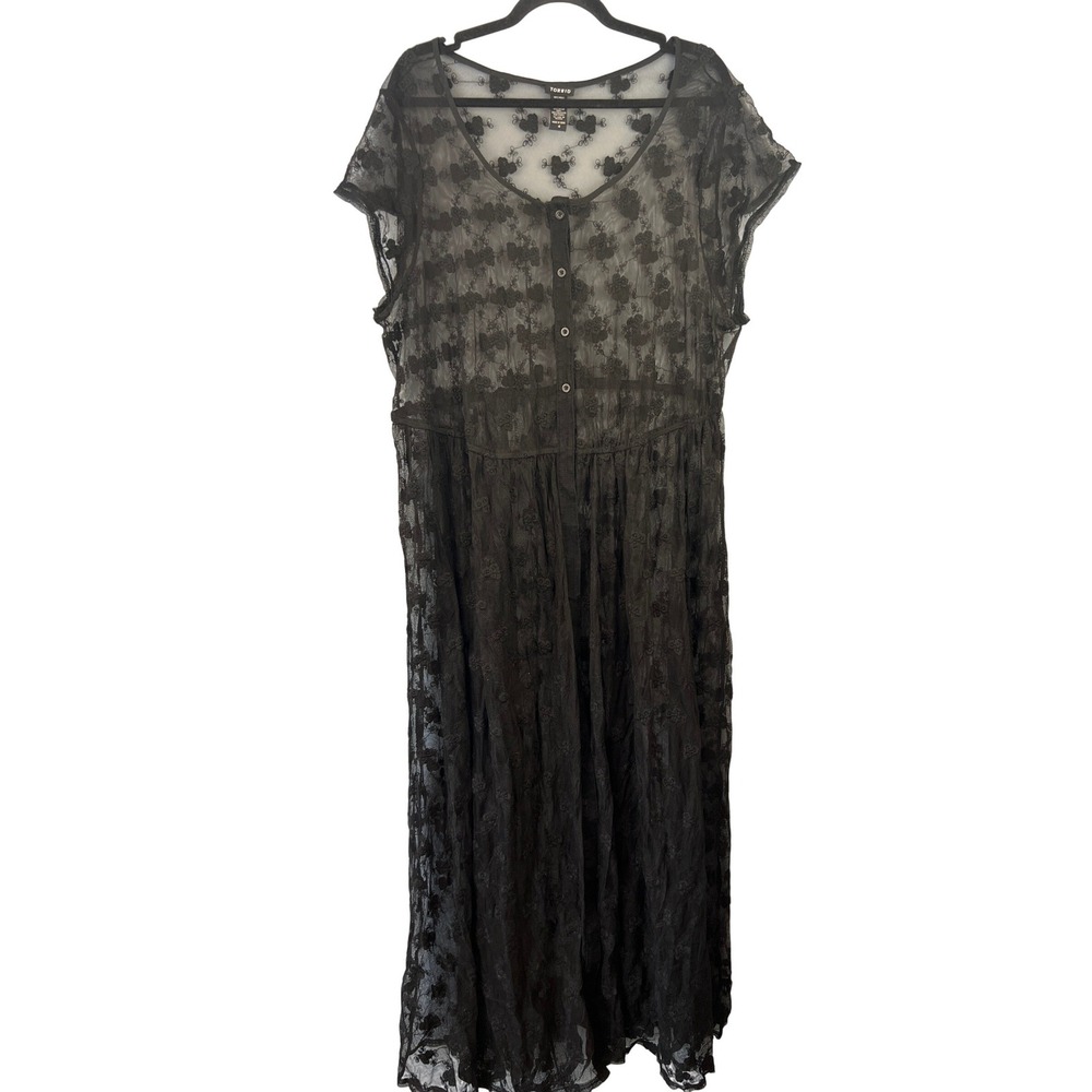 Black Sheer Lace Duster‎ Size 4X Whimsigoth Dark Romantic Fairy Grunge
